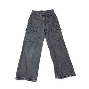 Rumwe Women's Gray Cargo Denim wide-legged Jeans Pants Sz P